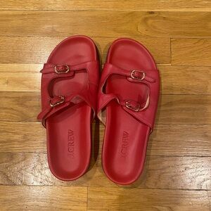 J. Crew Vibrant Red Buckle Slides